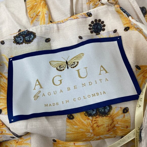 Agua by Agua Bendita Lima Cream Yellow Linen Blend Dress Large New - Picture 8 of 10